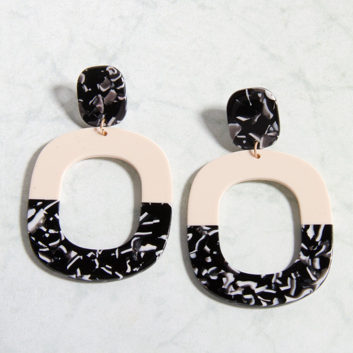 E2205 3" Acetate Hoop Color Block Earring
