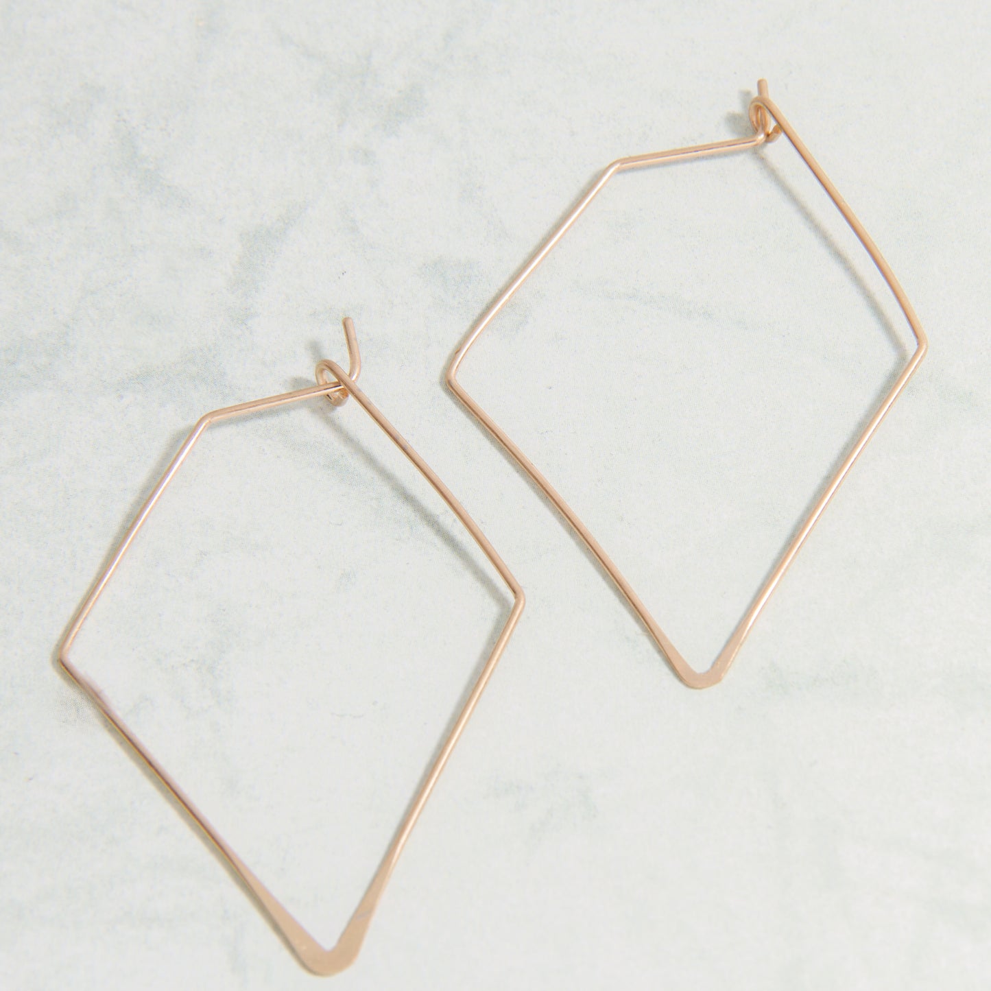 E2225-GD 2" Diamond Shape Hoop Earring