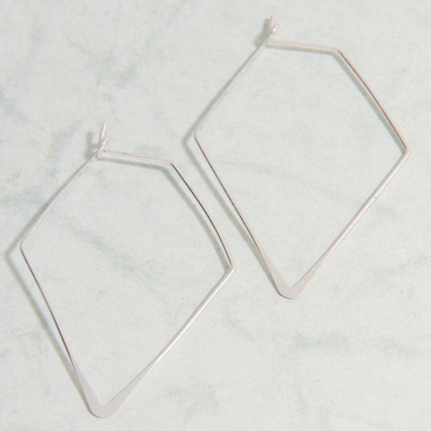 E2225-SL 2" Diamond Shape Hoop Earring