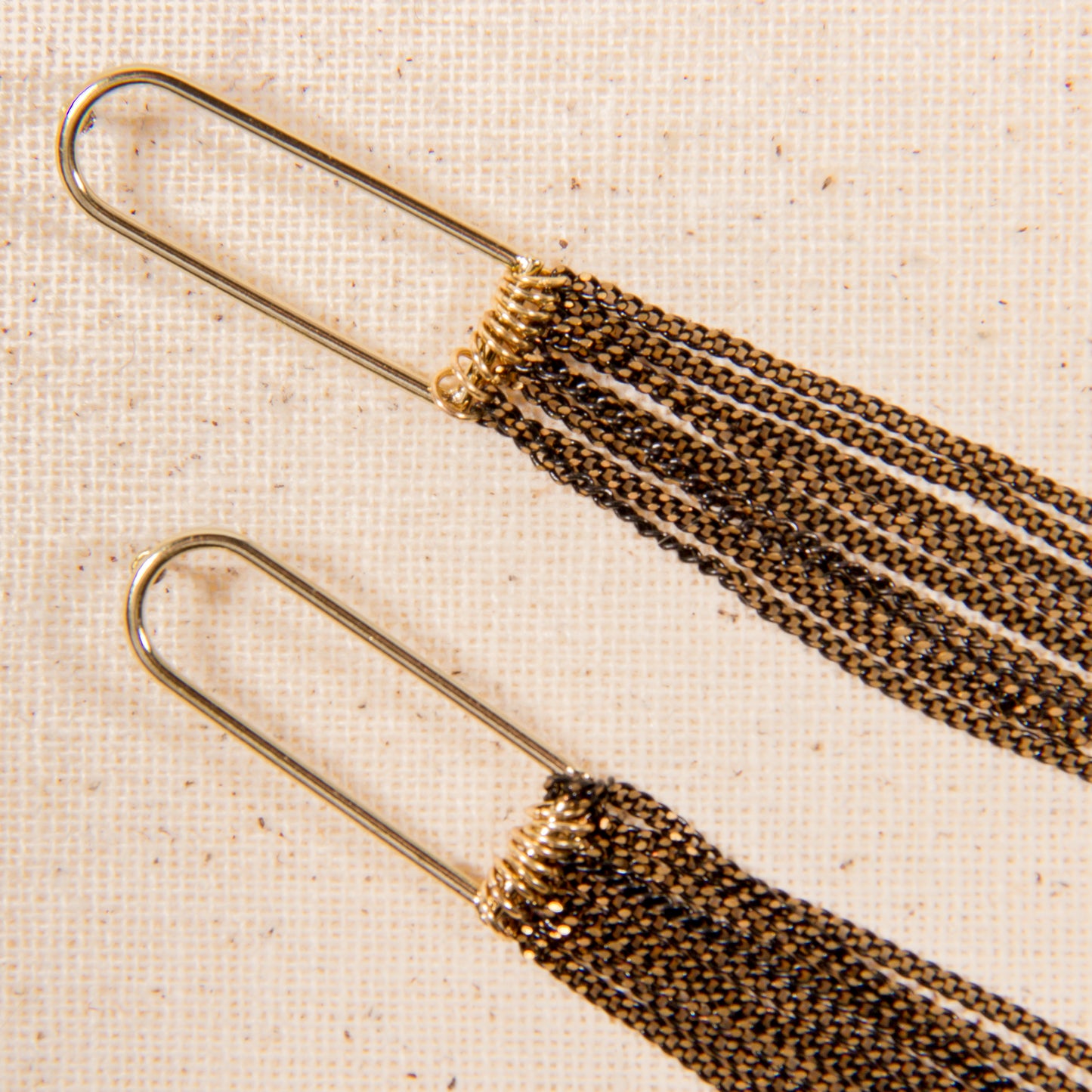 E2284 Black & Gold Multi Chain Dangle Earring