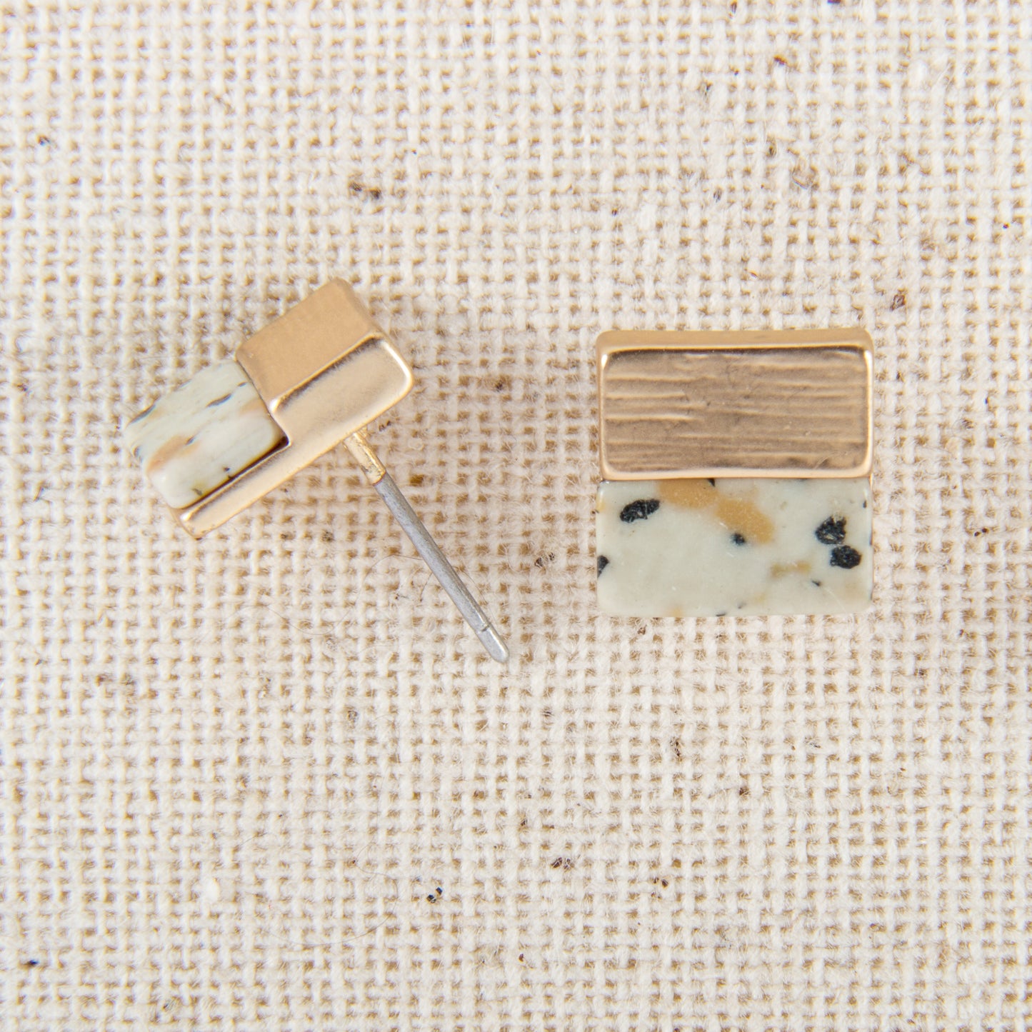 E2291-GY Square Stone Stud Earring