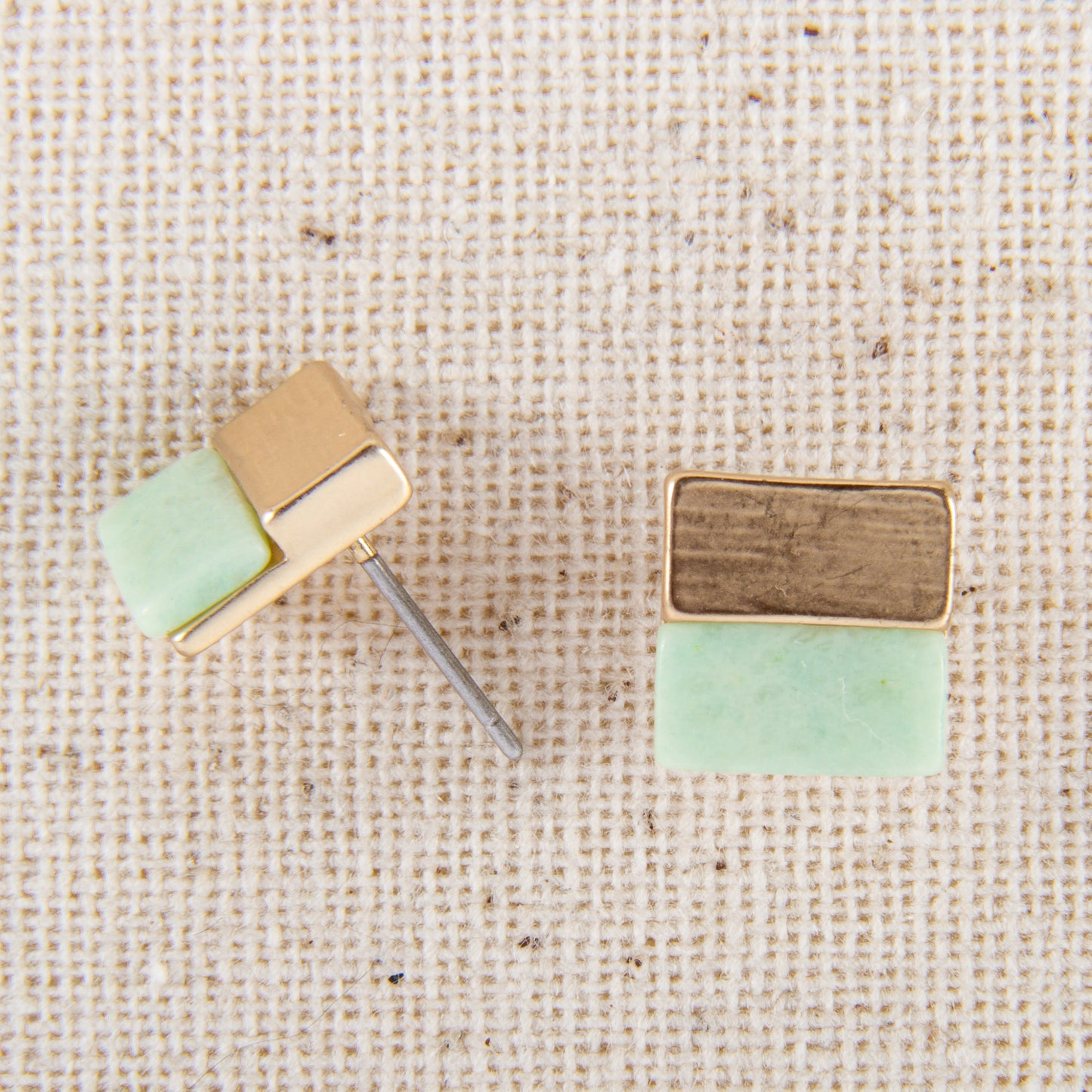 E2291-MN Square Stone Stud Earring