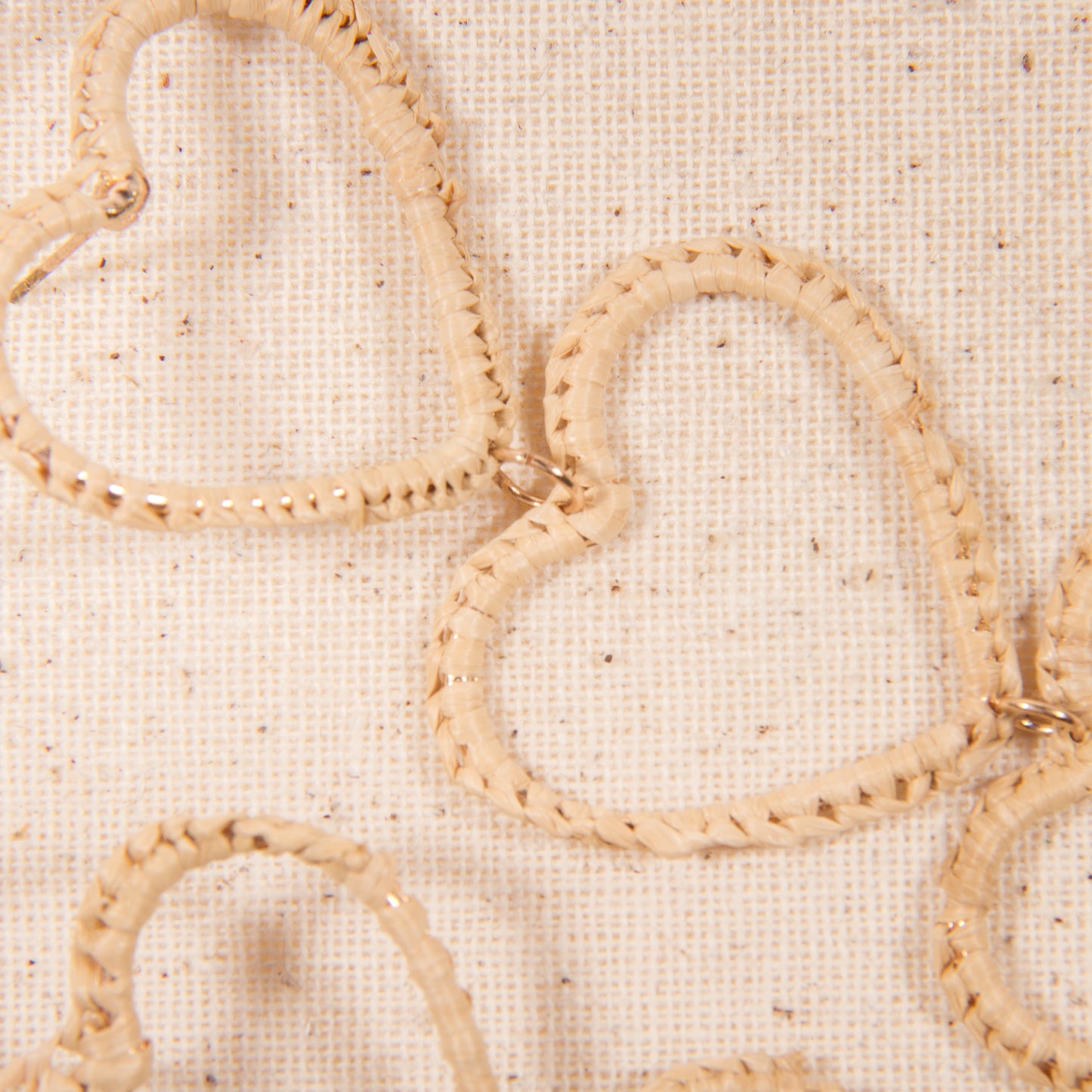 E2303 3.5" Triple Heart Raffia Post Earring