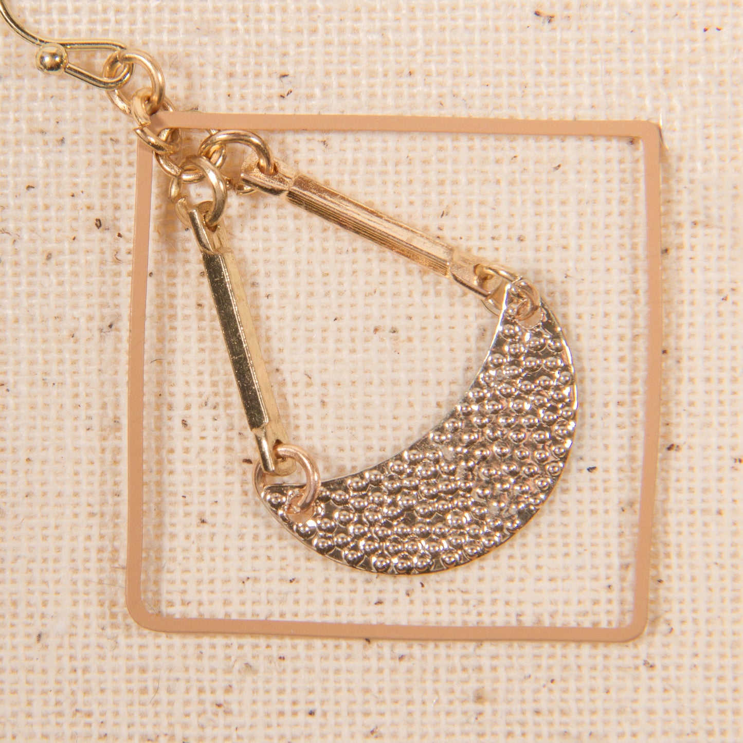 E2283 Diamond Shape with Half Circle Dangle Earring