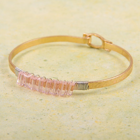 B1162-PK Glass Beads Wire Wrapped Bracelet