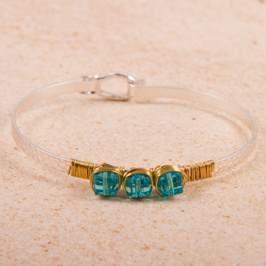 B1163-BL Triple Glass Beads Bracelet