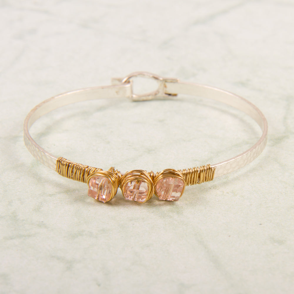 B1163-PK Triple Glass Beads Bracelet