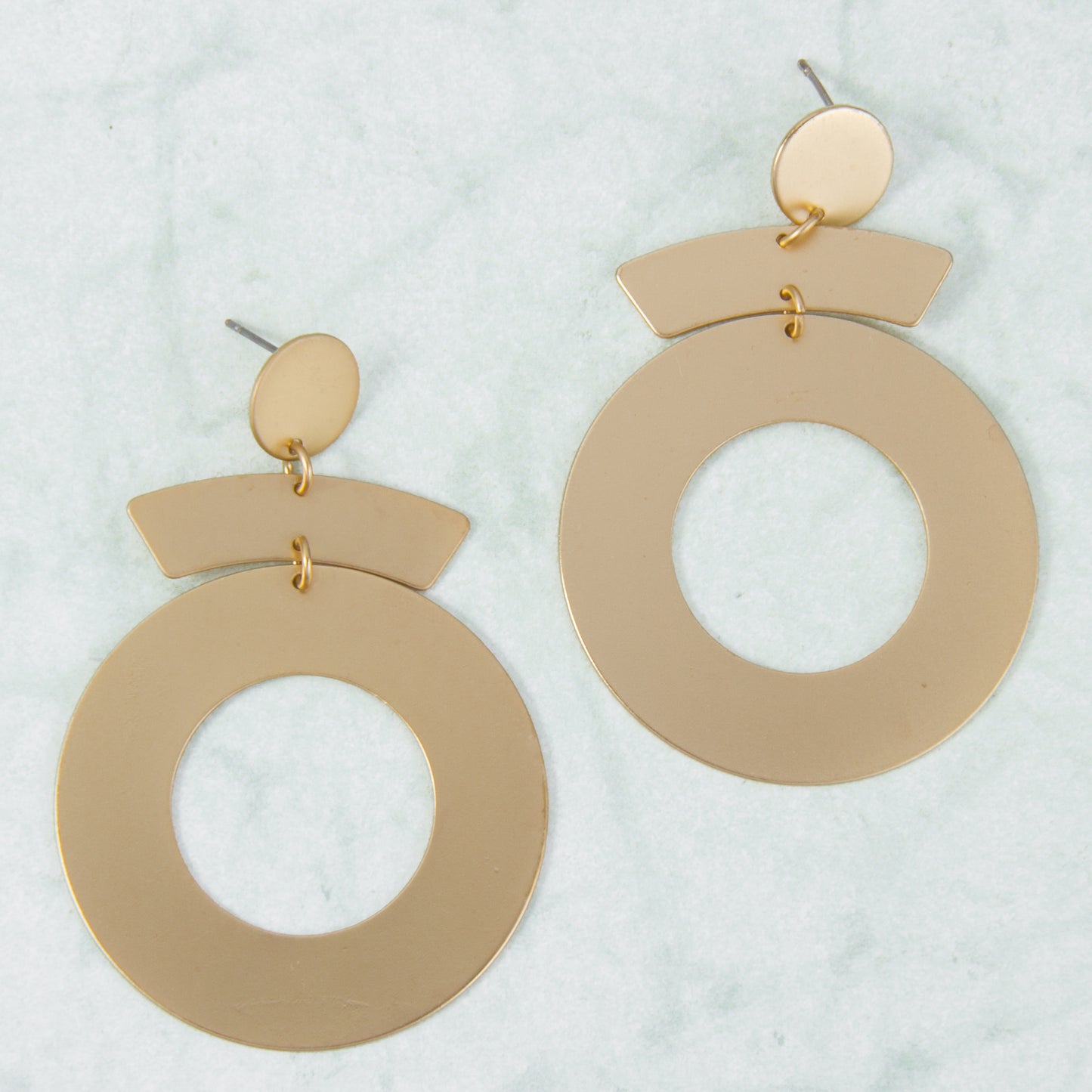 E2144-GD Metal Dangle Hoop Post Earring