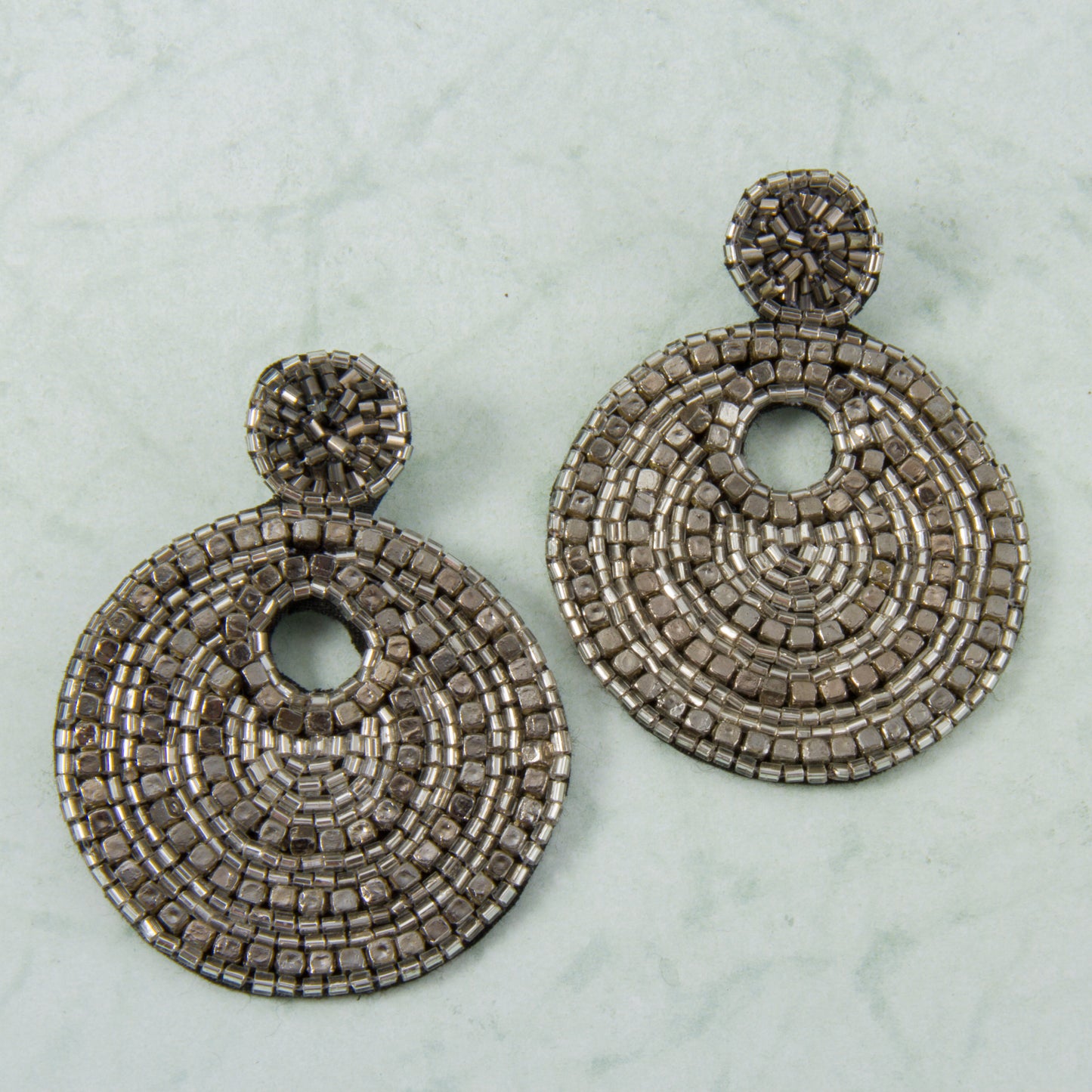 E2145-SL Beaded Round Post Earring