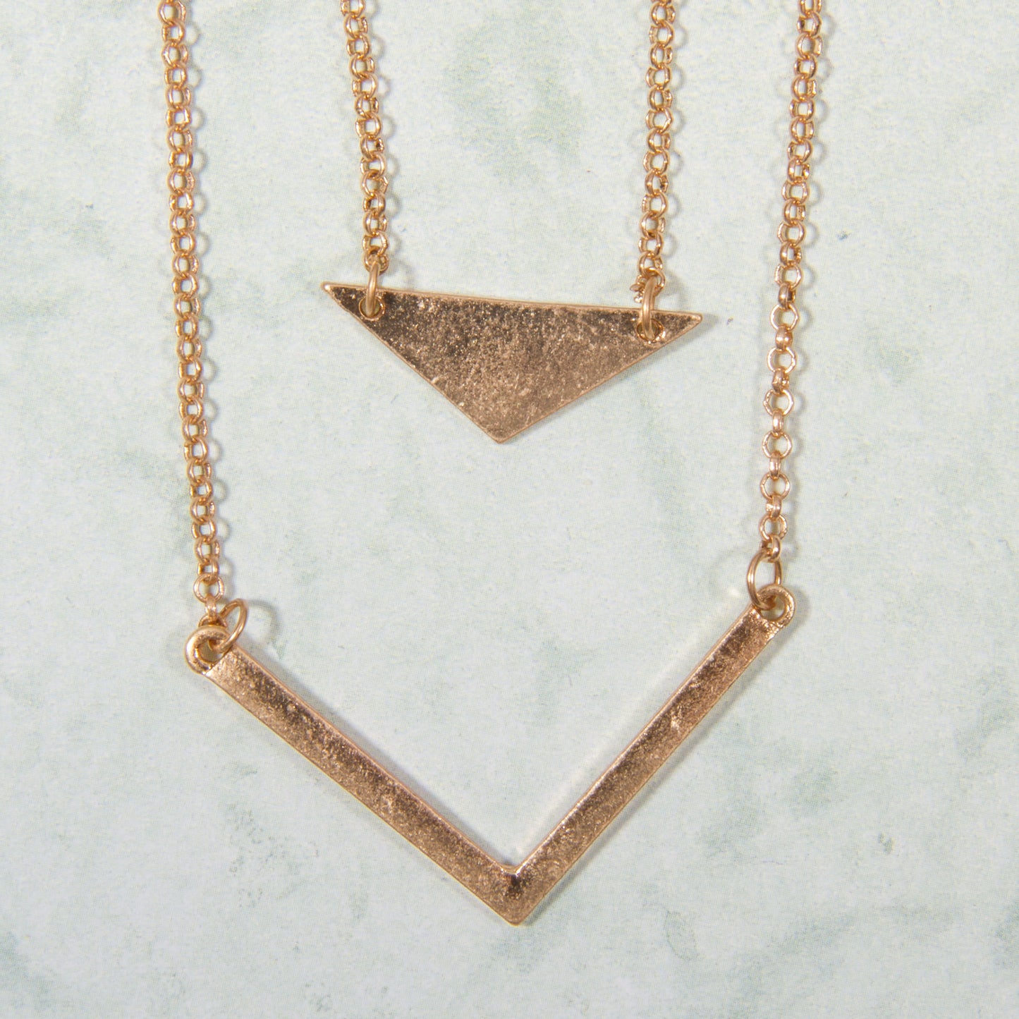 N3285-GD 16" Double Layer V Necklace