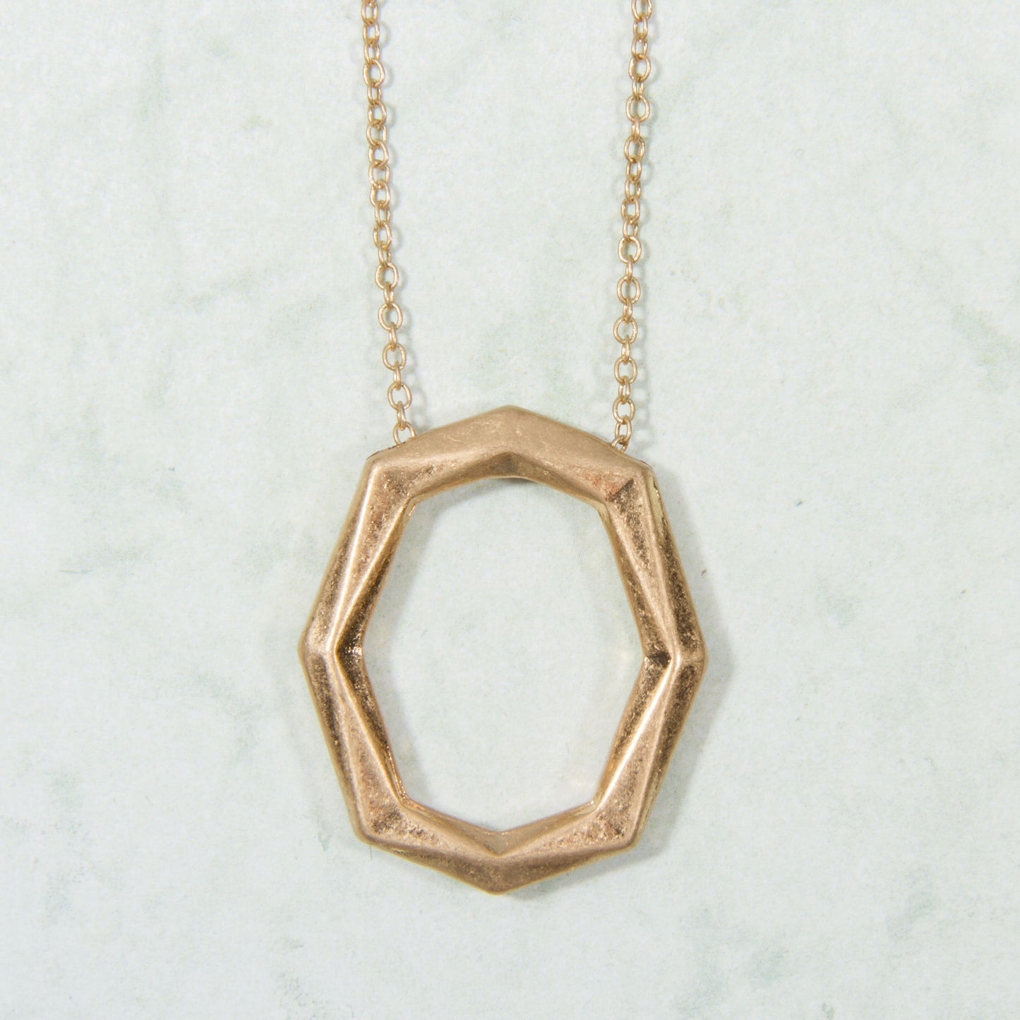 N3293-GD 14" Open Oval Pendant Necklace
