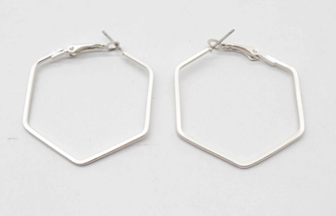 E2216-SL Octagon Hoop Earring