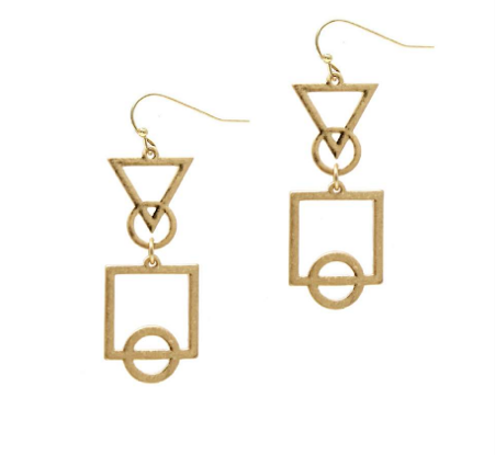 E2209-GD Geometric Shapes Dangle Earring