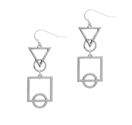 E2209-SL Geometric Shapes Dangle Earring