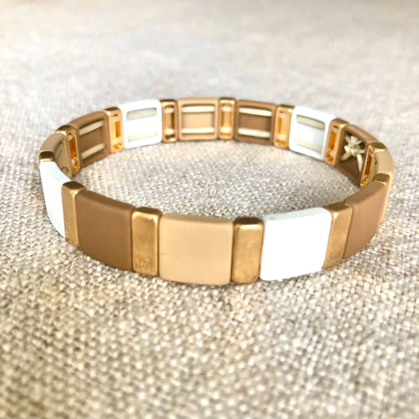 B1235-BR Color Square Stretch Bracelet