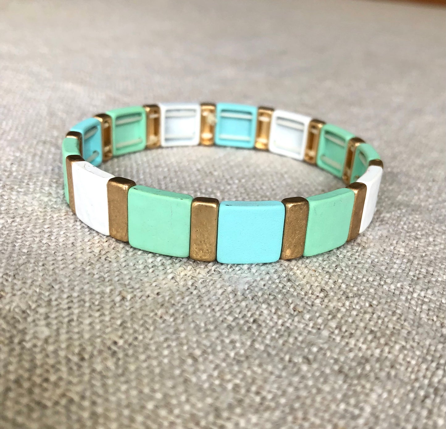 B1235-BL Color Square Stretch Bracelet