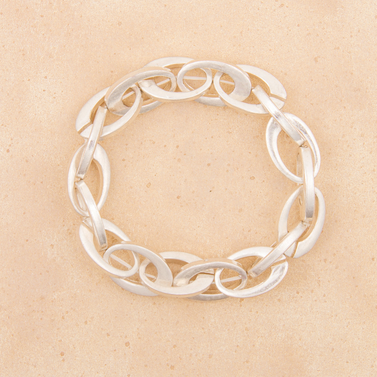 B1433 Plated Cast Link Stretch Bracelet