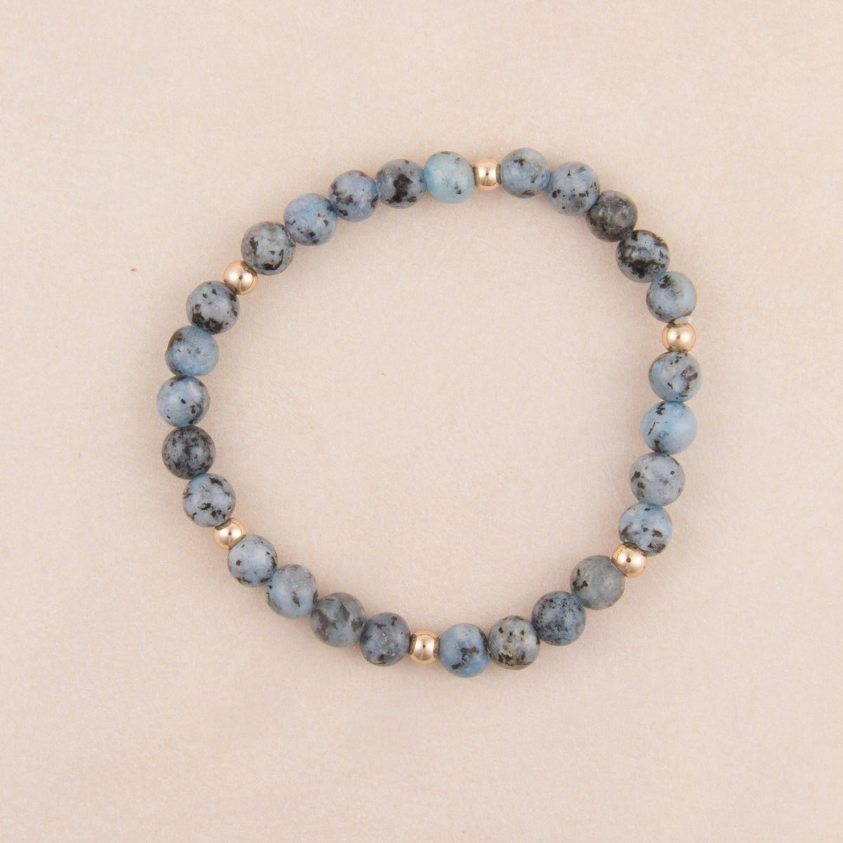 B1439 Small Round Stone Beaded Stretch Bracelet
