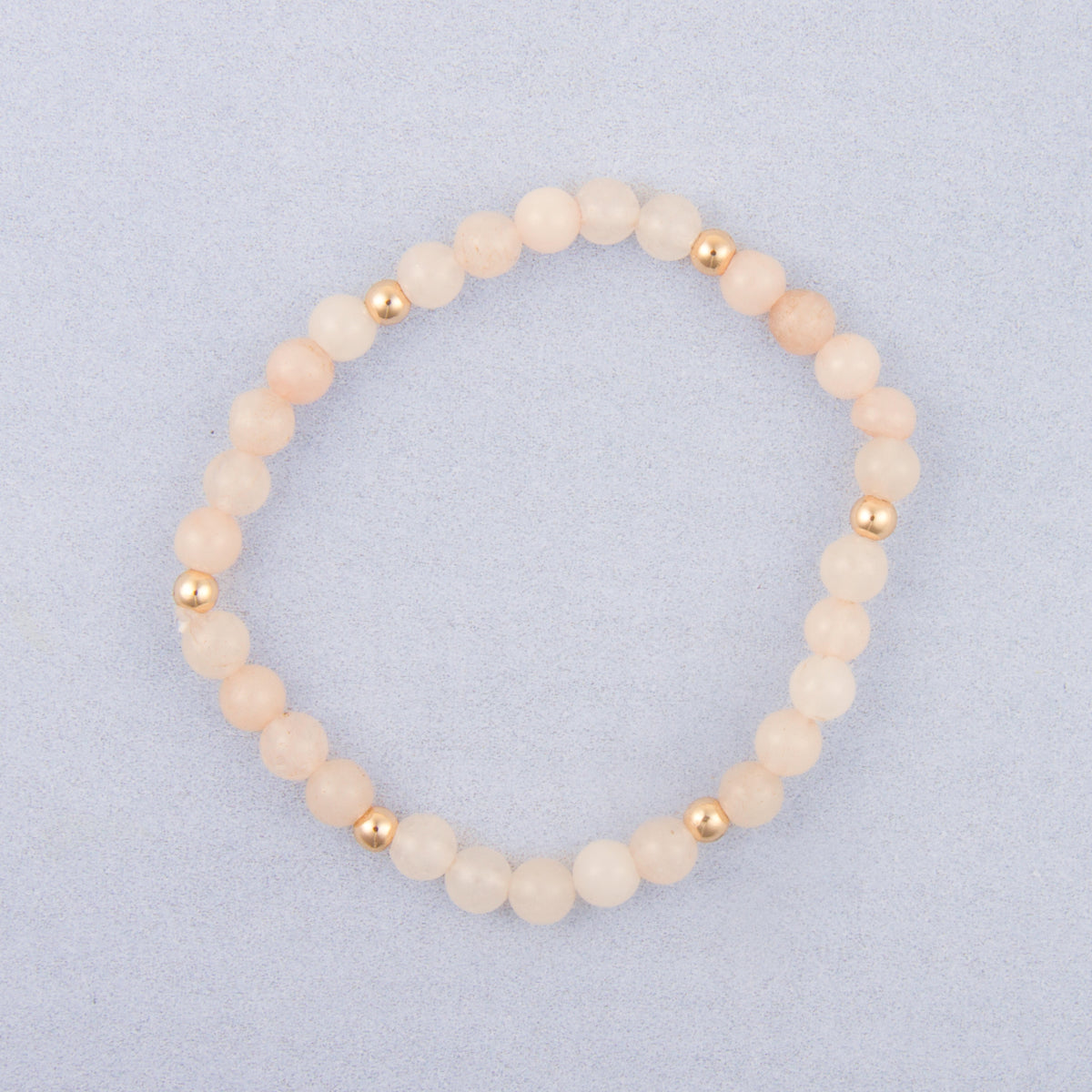 B1439 Small Round Stone Beaded Stretch Bracelet