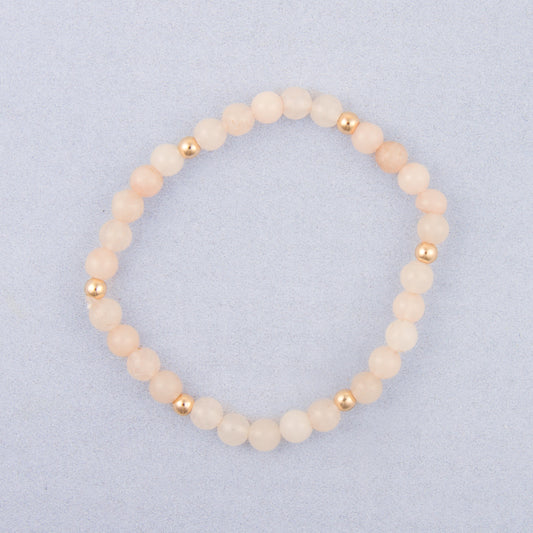 B1439 Small Round Stone Beaded Stretch Bracelet