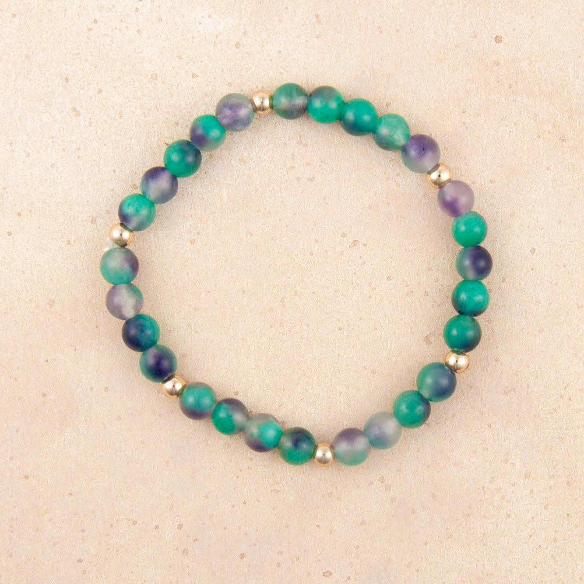 B1439 Small Round Stone Beaded Stretch Bracelet