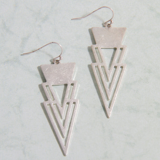 E2159-SL Triangle Earring in Matte Silver