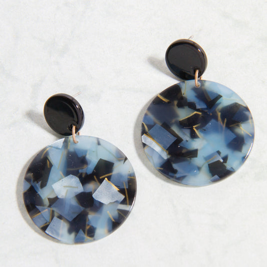 E2197-BK Acetate Round Drop Earring