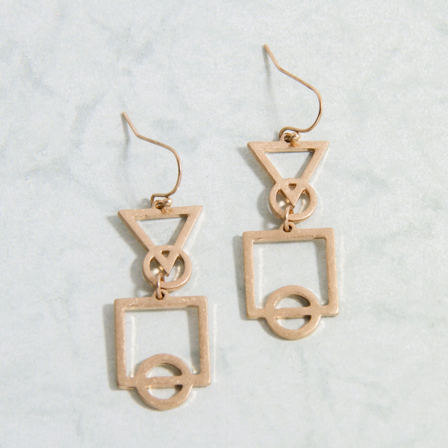 E2209-GD Geometric Shapes Dangle Earring