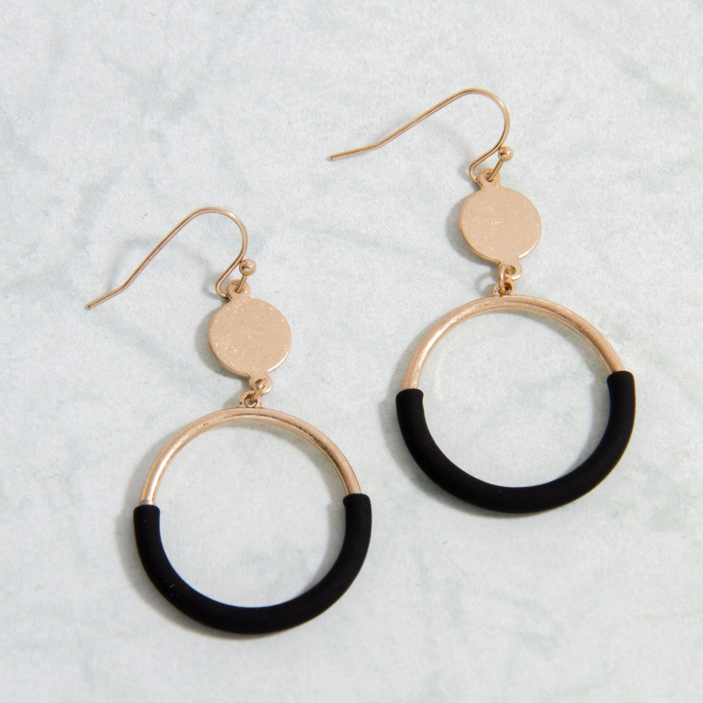 E2211-BK Color Coated Open Circle Earring