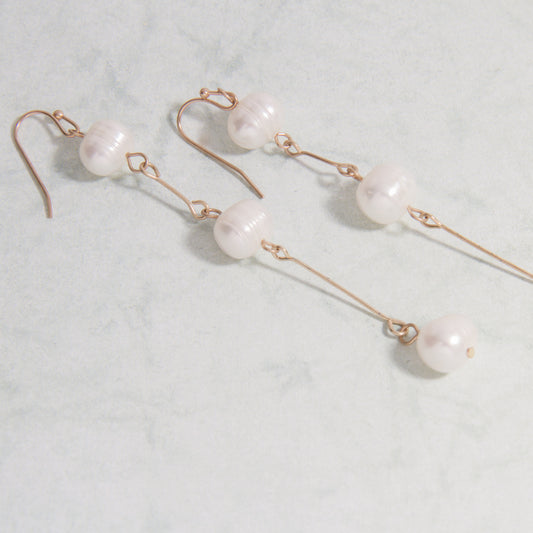 E2221 3.5" Pearl & Chain Drop Earring