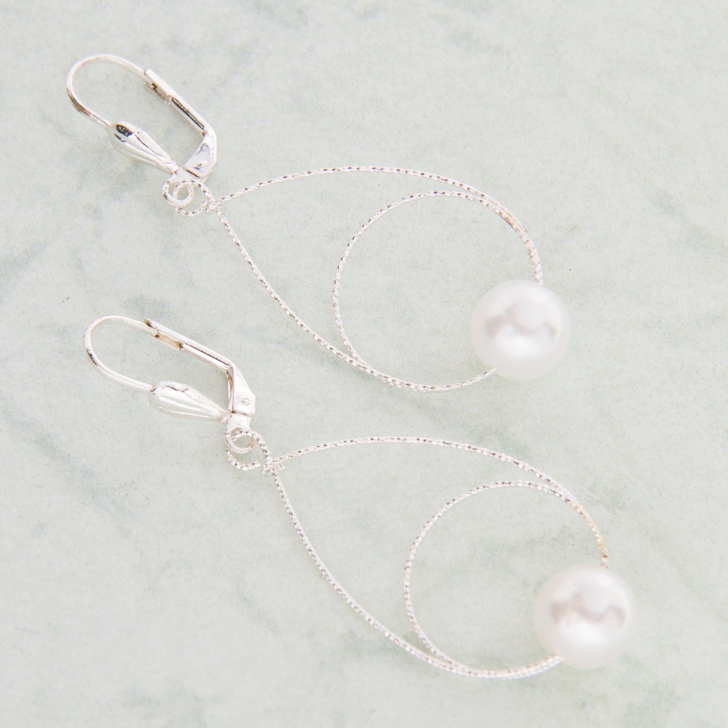 E2236 Delicate Open Teardrop with Pearl Bead Earring