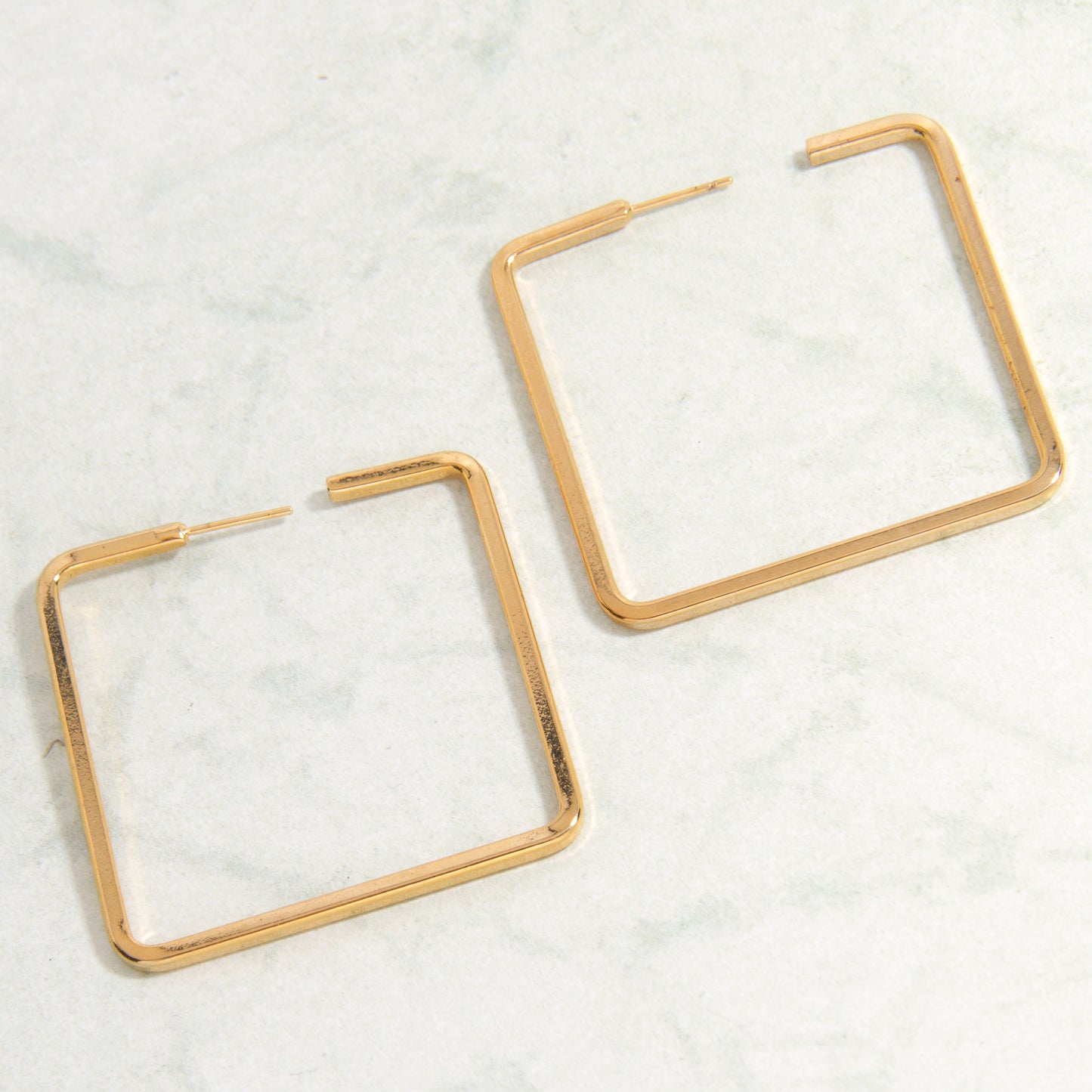 E2244-2" Worn Gold Square Hoop