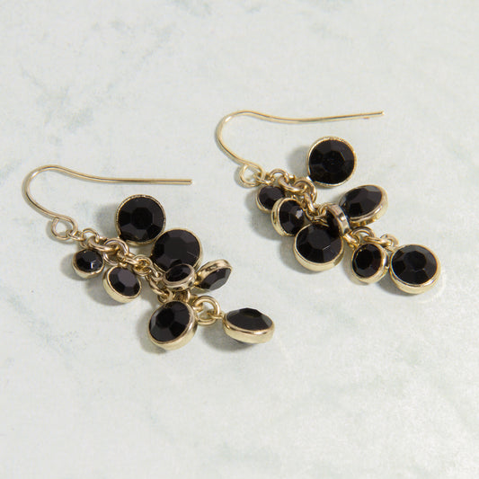 E2247-BK Mini Faceted Beaded Dangle Earring