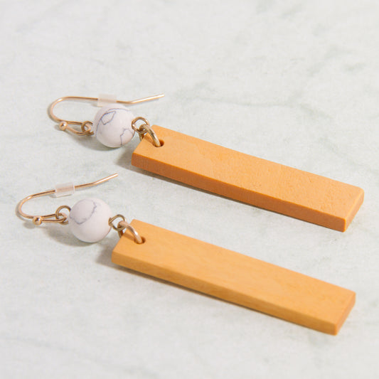 E2255-NT  Stone and Wood Bar Earring