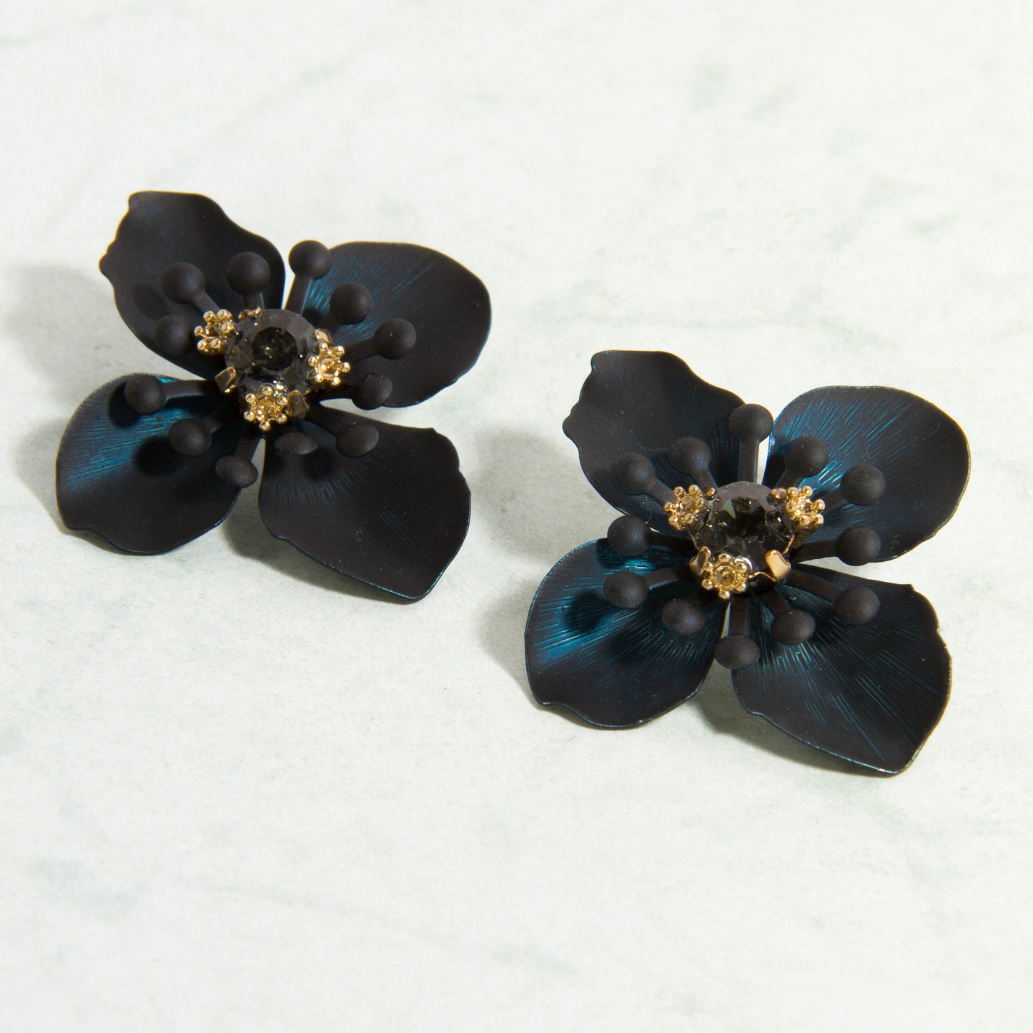 E2259-BL 1.75" Flower Post Earring