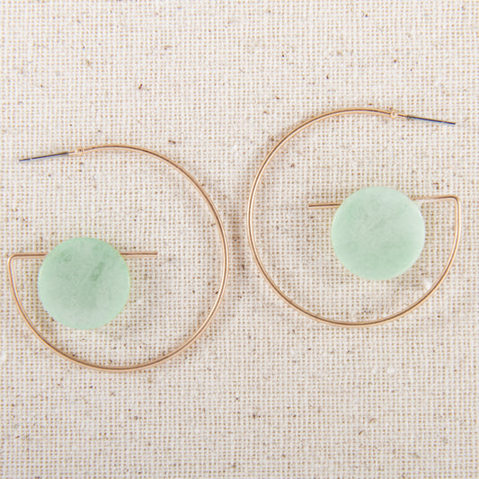 E2294-MN Geo Hoop with Stone Earring