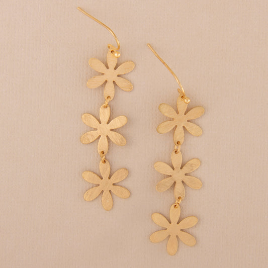 E2313-G 2.5" Triple Daisy Dangle Earring