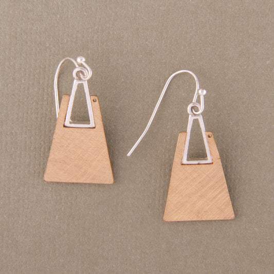 E2332 1.5" Two Toned Geo Dangle Earring