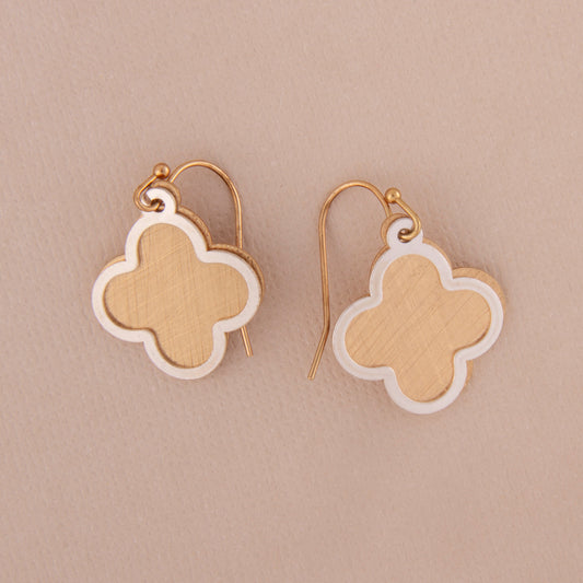 E2387 Two Tone Clover Dangle Earring