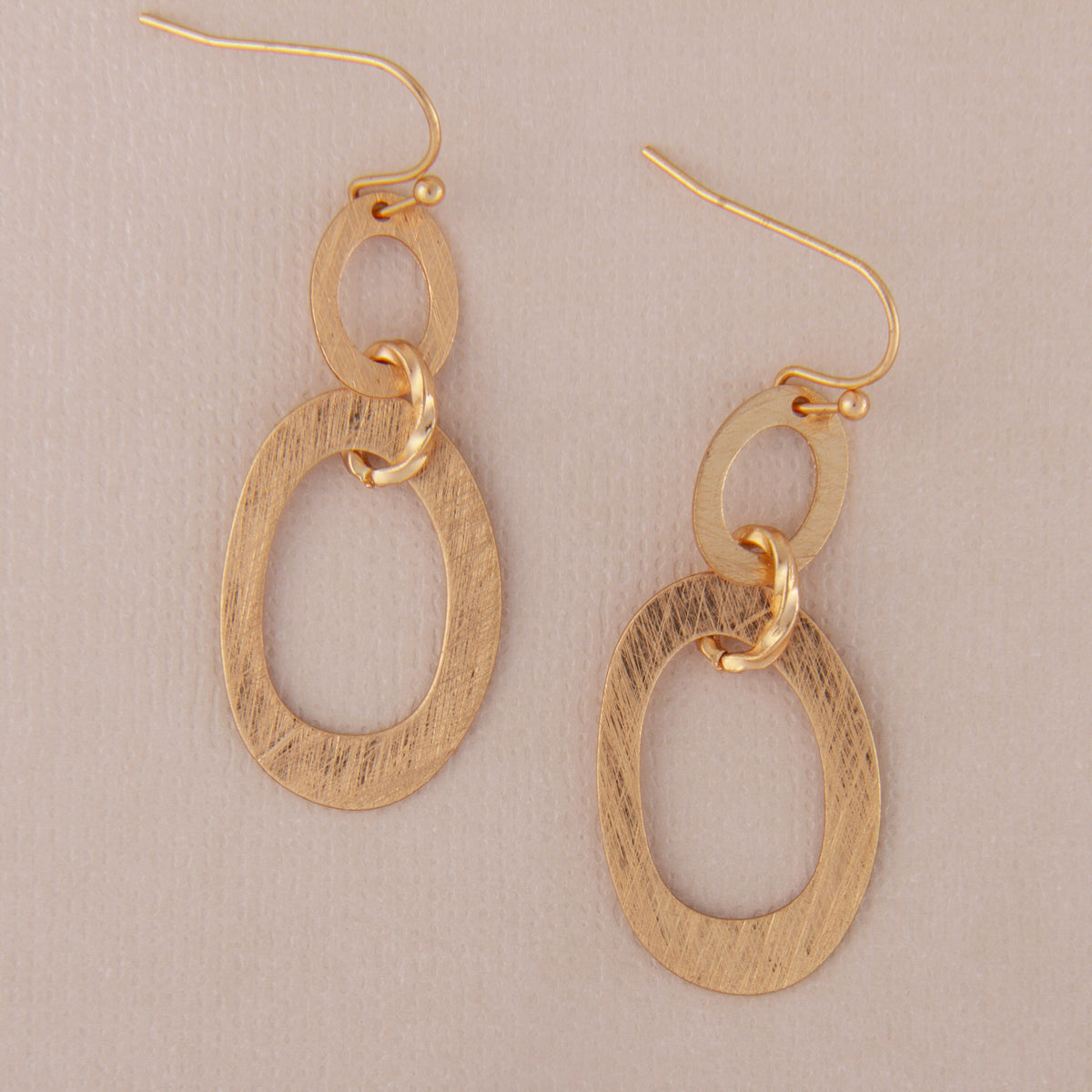 E2411 1.75" Brass Double Oval Dangle Earring