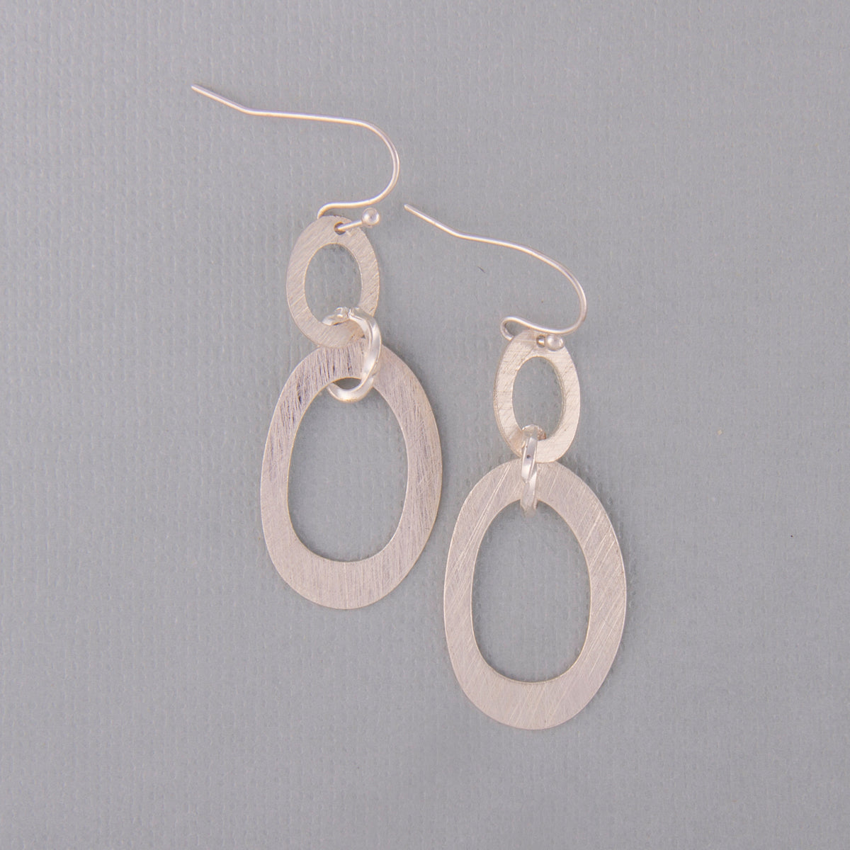 E2411 1.75" Brass Double Oval Dangle Earring