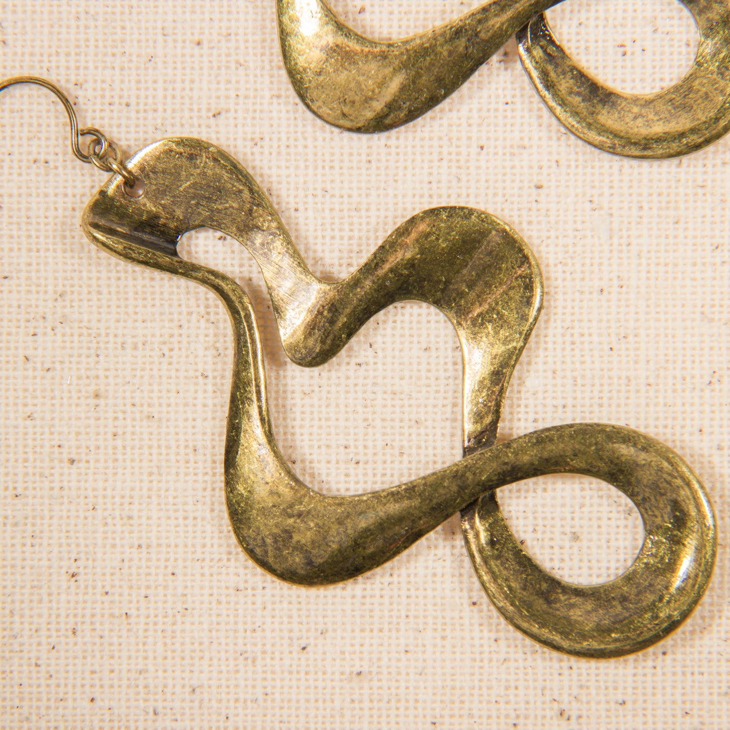 E2273-G 3" Freeform Antiqued Gold Dangle Earring