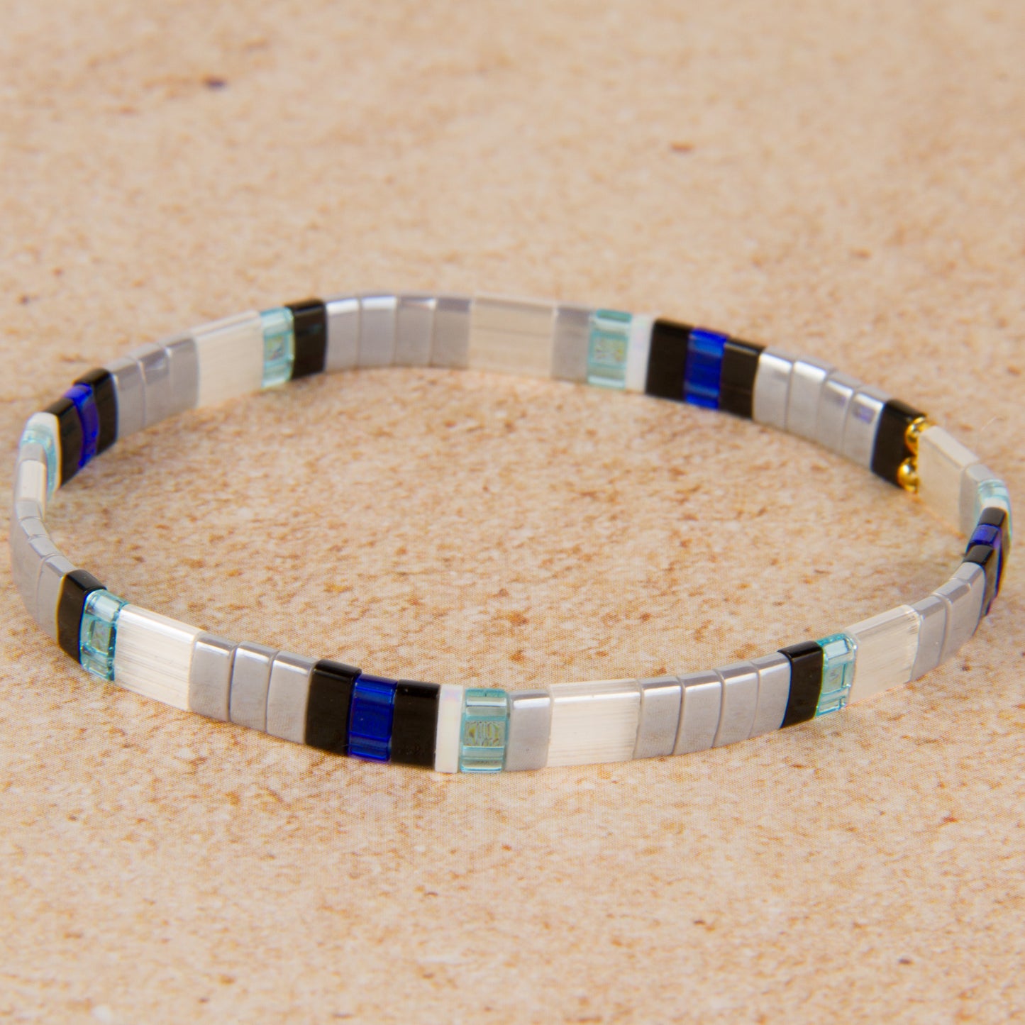 B1208-BG Japanese Glass Tila Beads Stretch Bracelet