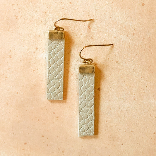 E2073-GY Leather Embossed Drop Earring