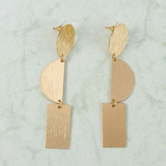 E2130 Geometric Shapes Post Drop Earrings