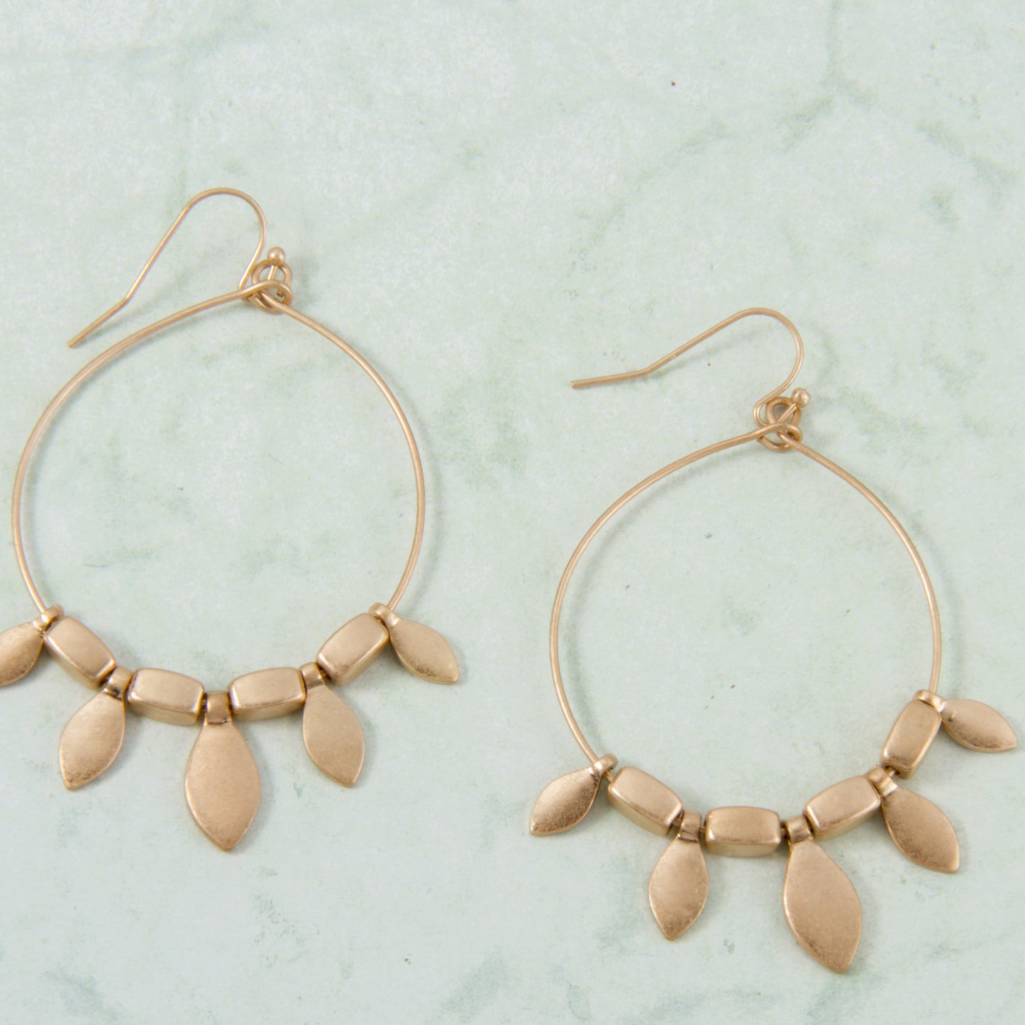 E2134-GD Hoop With Dangle Beads Earring