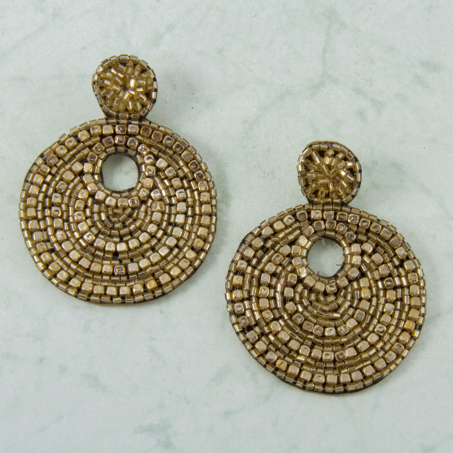 E2145-GD Beaded Round Post Earring