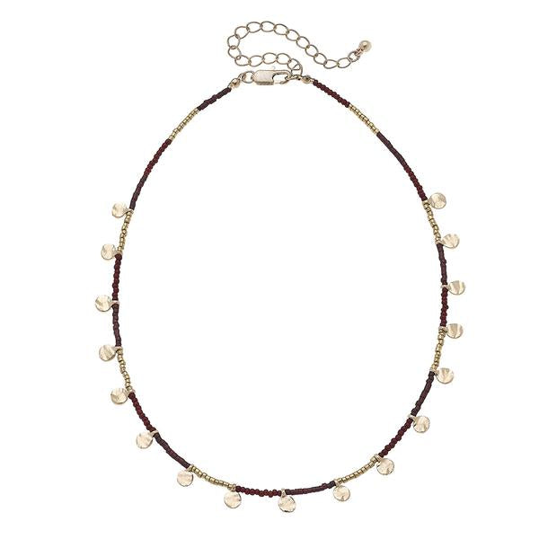 N3255-BG  Seed Bead and Disc Collar Necklace