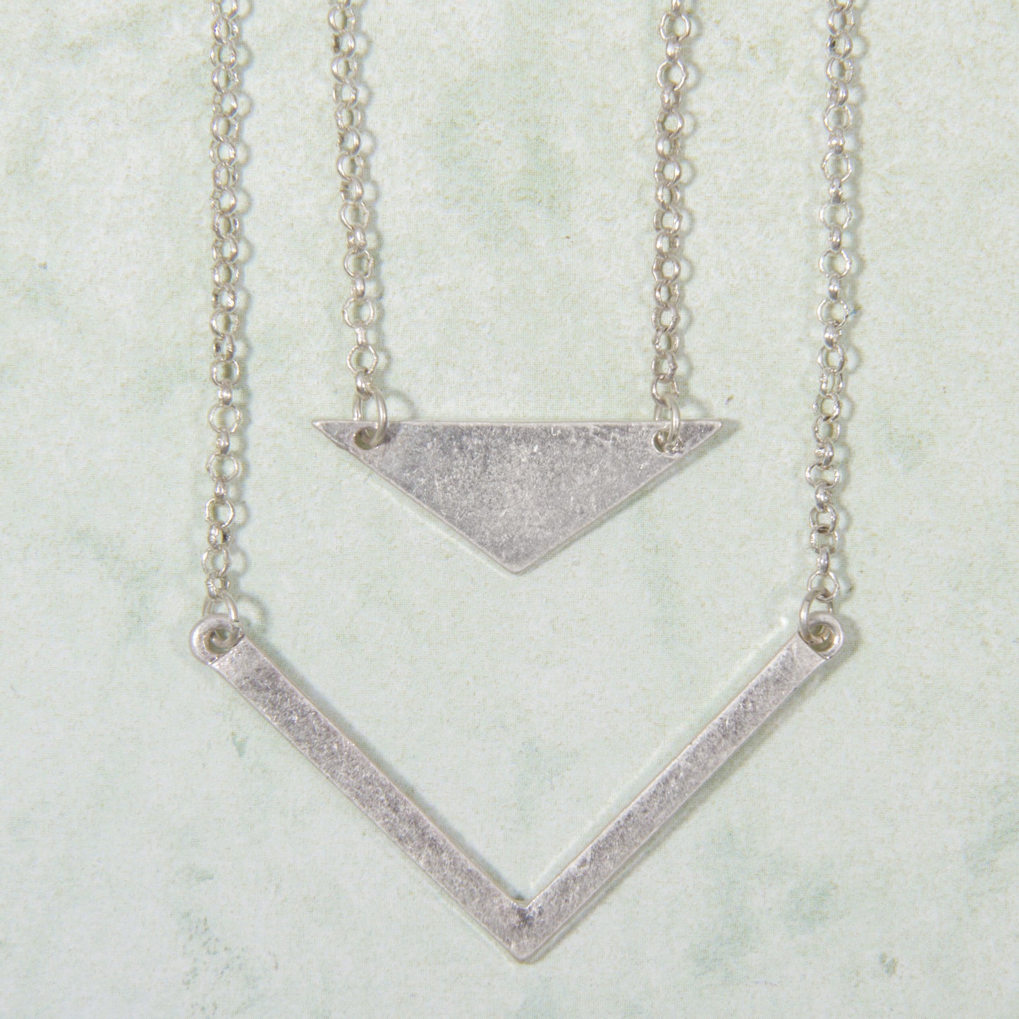 N3285-SL 16" Double Layer V Necklace