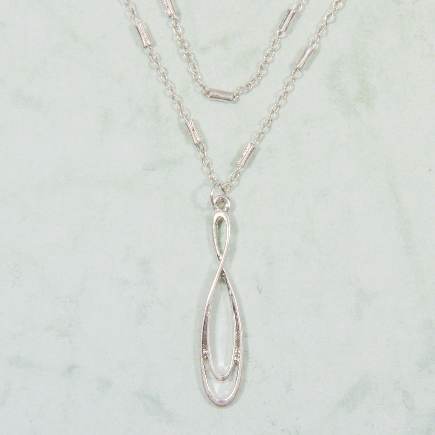 N3286-SL 16" Double Layer Infiniti Necklace